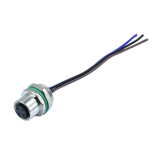 M12 D-Coding 4Pins Female Panel Connector Panel Type (Rear Lock) With Cable