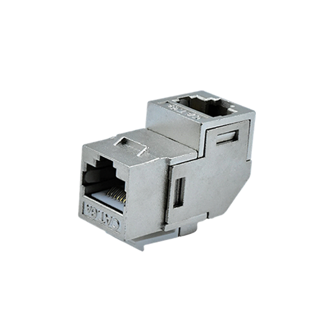 C6A Shielded 90-degree Metal Straight-through Module