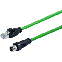 M12 X-Coding 8Pins Push-pull Self-locking Male Straight Connector to RJ45 Molded Cable, PUR, L=1M