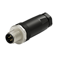 M12 A-coded 4-pin male straight field-wireable connector (M12x1.0, plastic screw-lock), PG7, zinc alloy nut