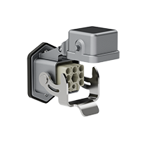 Heavy-duty connector – open-bottom, single-latch, bulkhead-mount insert (female)