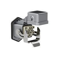 Heavy-duty connector – open-bottom, single-latch, bulkhead-mount insert (female)