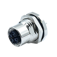 M12 X-Coding 8Pins Female Front Mount Connector , Meet EN45545 Railway Standard                                     