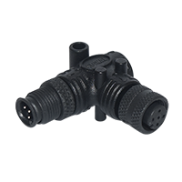 M12 5Pin A-Coding (Micro) Right Angled T-Connector Plastic Screw